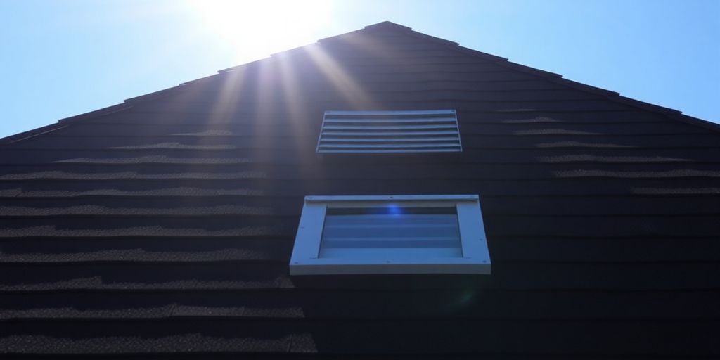 House roof with roof ridge vent