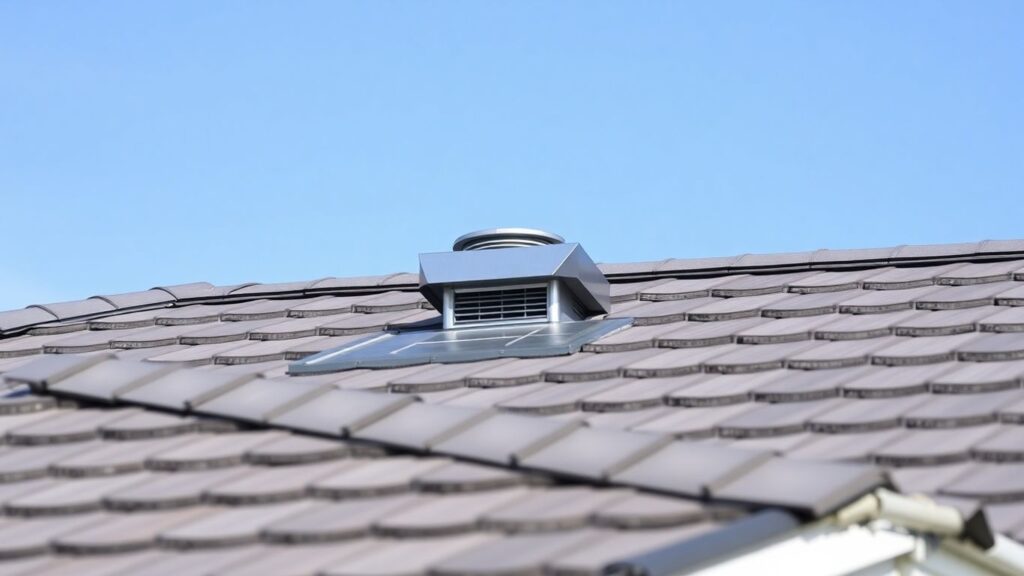 Ottawa home roof with ventilation fan.