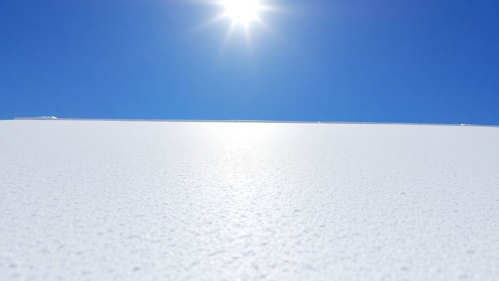 Spray foam roof texture against blue sky